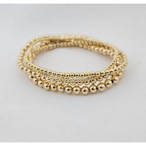 Set of 4:  18K Gold Beaded Stacking Bracelets S:1